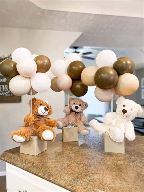 bear with balloons centerpiece|diy teddy bear balloon centerpiece.